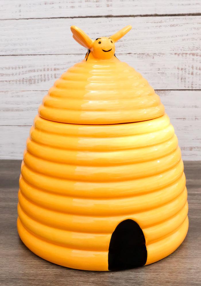 Ebros Rustic Wildlife Busy Honey Bumblebee Bee Hive Beehive Ceramic Cookie Jar 8"Tall
