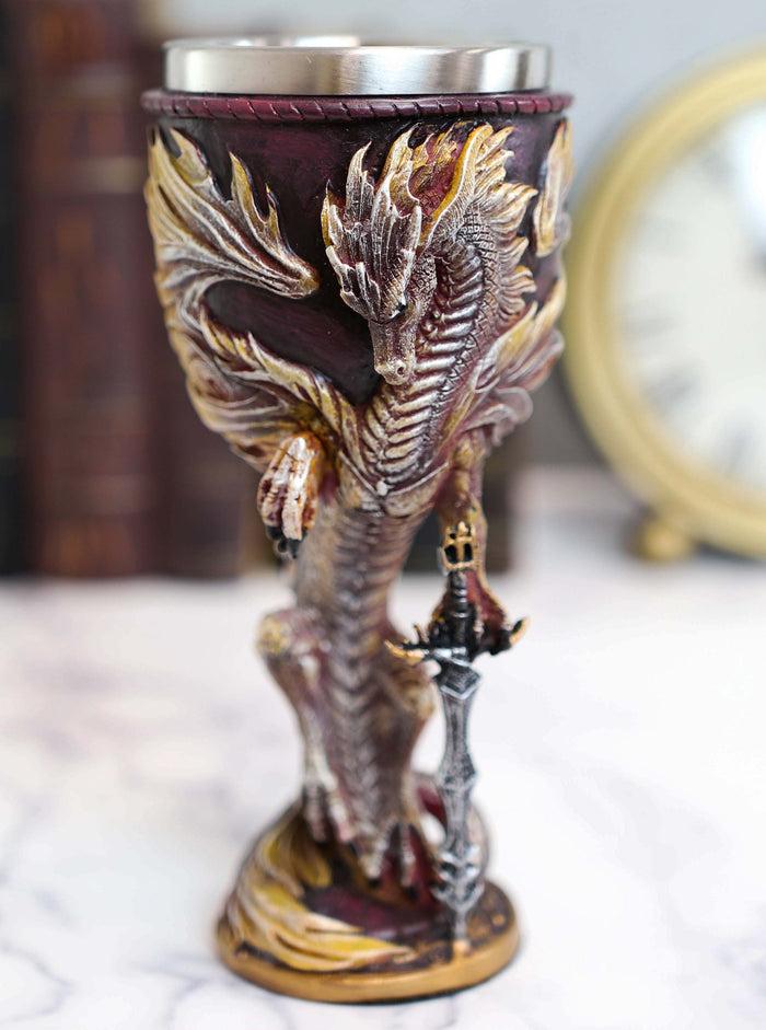 Ebros Ruth Thompson Dragon's Lair Flame Blade Drake 8oz Wine Goblet Chalice Cup
