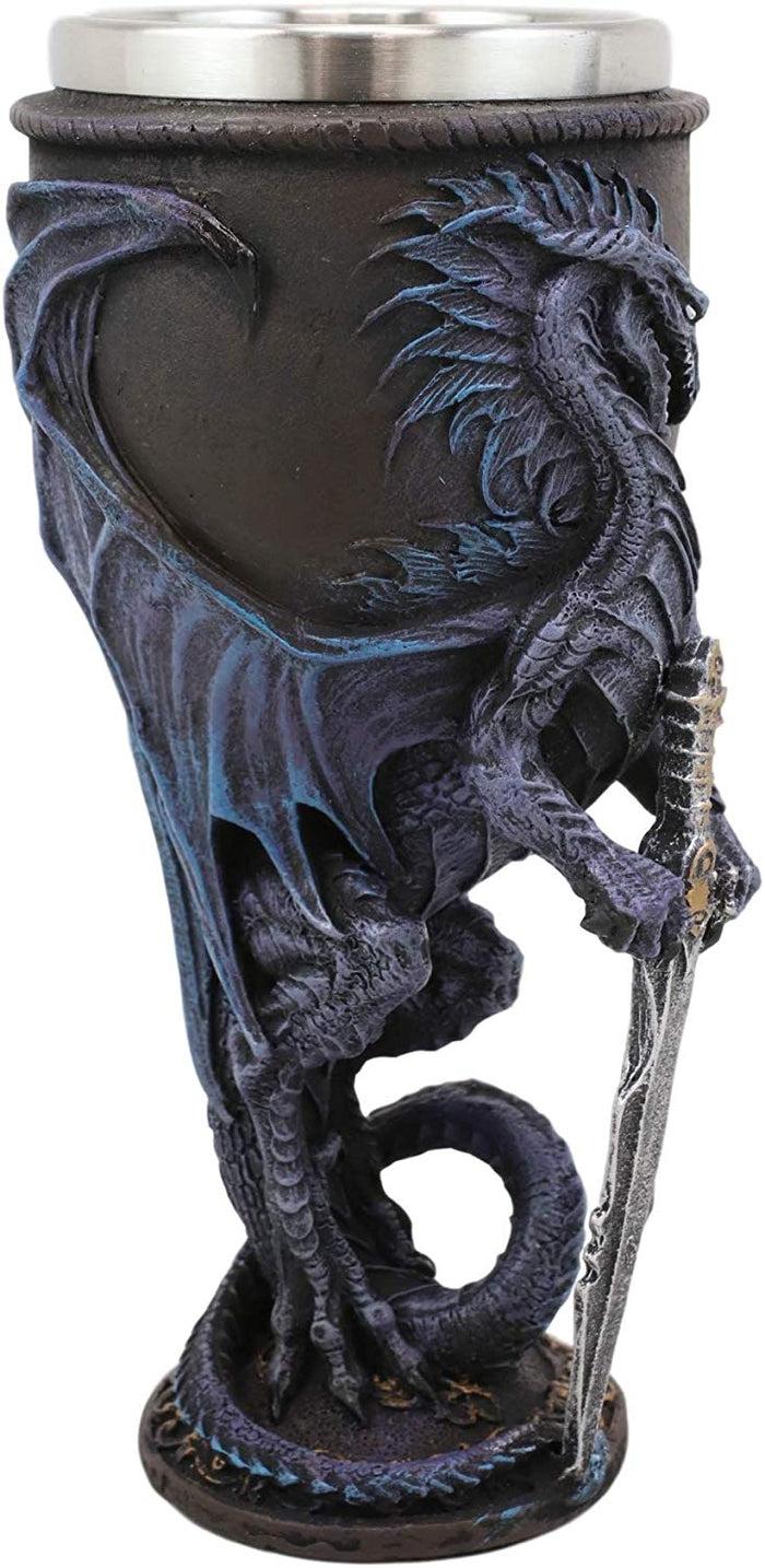Ebros Ruth Thompson Dragon's Lair Stone Blade Drake 8oz Wine Goblet Chalice Cup