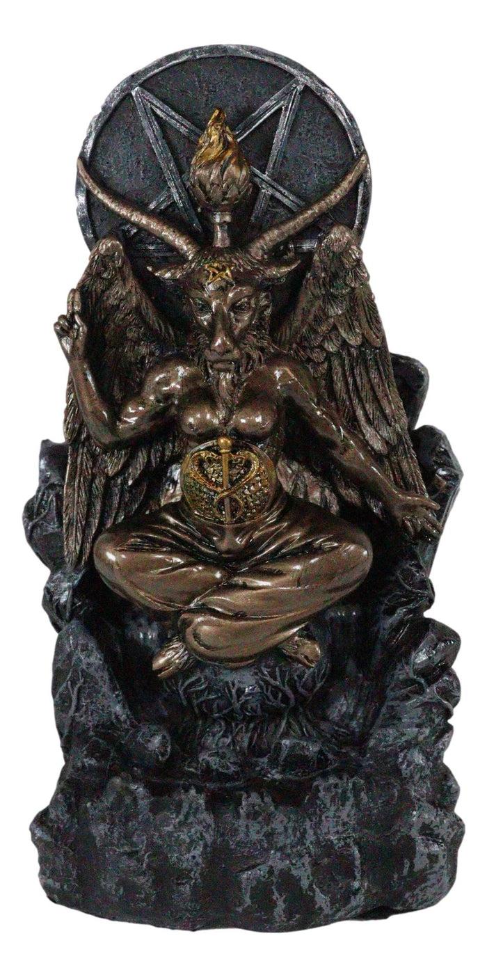 Ebros Sabbatic Goat Baphomet Pentagram Sigil Backflow Cone Incense Burner Figurine