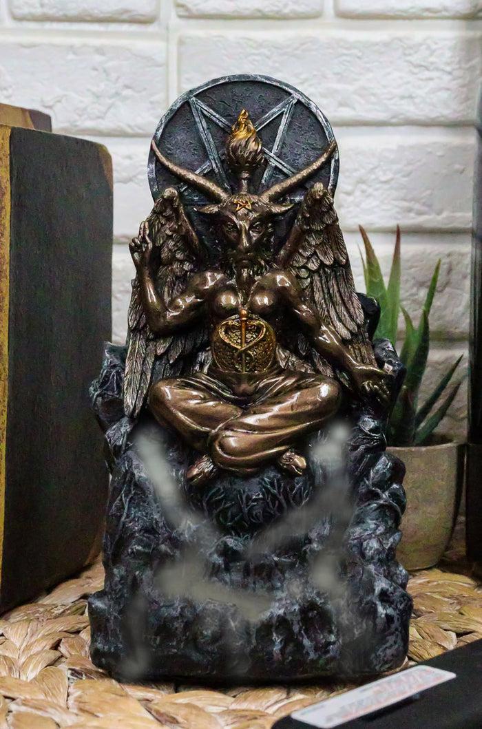 Ebros Sabbatic Goat Baphomet Pentagram Sigil Backflow Cone Incense Burner Figurine