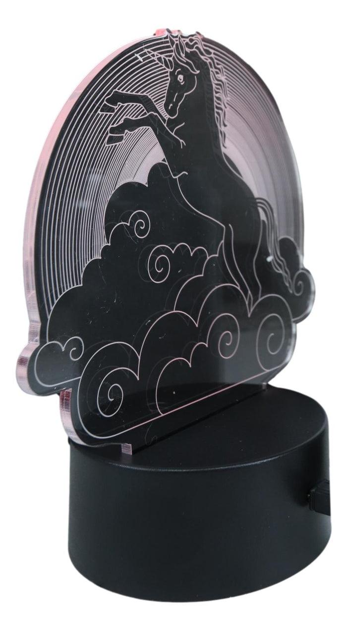 Ebros Sacred Unicorn Riding Night Clouds Acrylic Panel Colorful LED Night Light