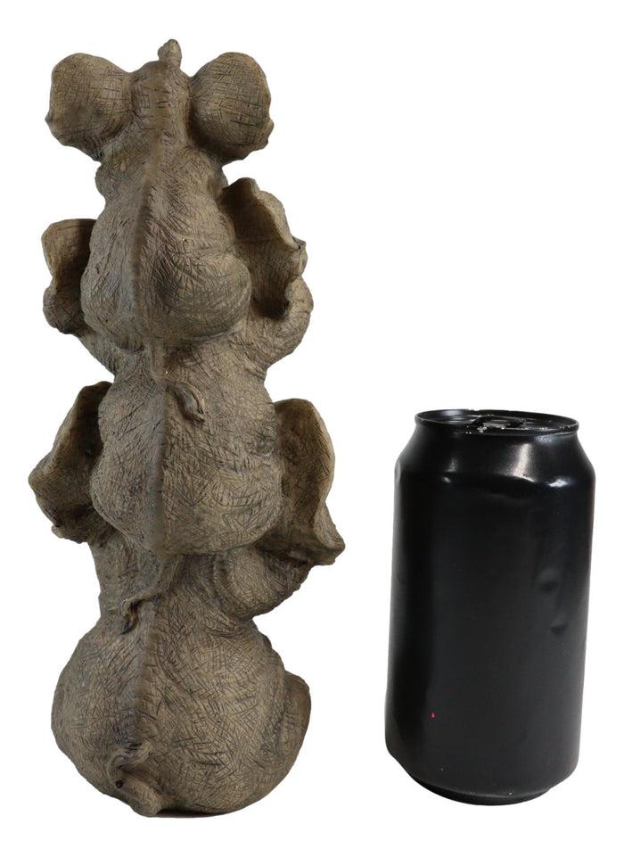 Ebros Safari Acrobats See Hear Speak No Evil Elephants Stacked Figurine 9.5"