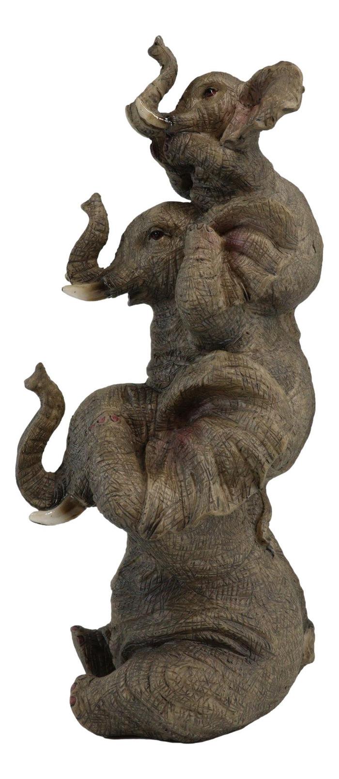 Ebros Safari Acrobats See Hear Speak No Evil Elephants Stacked Figurine 9.5"