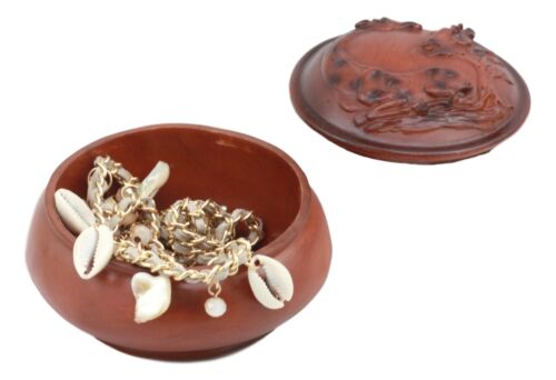 Ebros Safari Giraffe Rounded Jewelry Trinket Decorative Box Faux Wood Resin