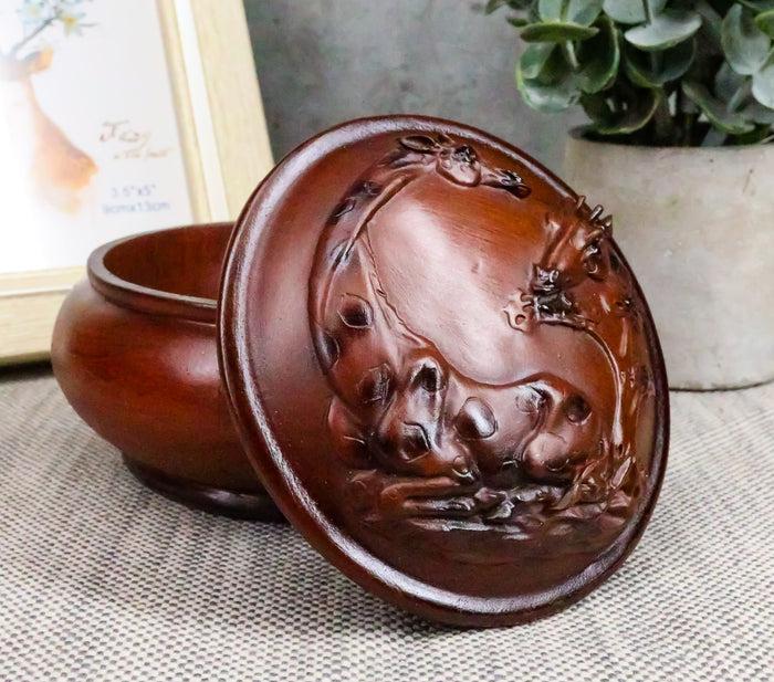 Ebros Safari Giraffe Rounded Jewelry Trinket Decorative Box Faux Wood Resin