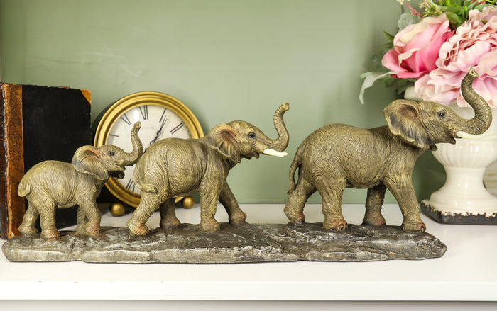 Ebros Safari Savanna Trio Marching Elephants Father and 2 Calves On A Single File Statue 17.5" Long Elephant Family Migration Figurine Sculpture Decor Gifts Feng Shui Vastu Symbol of Luck and Fortune Ebros Safari Savanna Trio Marching Elephants Father and 2 Calves On A Single File Statue 17.5" Long Elephant Family Migration Figurine Sculpture Decor Gifts Feng Shui Vastu Symbol of Luck and Fortune