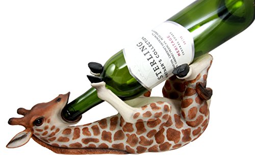 Ebros Safari Tall Drink Thirsty Long Necked Giraffe Wine Bottle Holder Caddy Figurine Home Kitchen Party Hosting Decor Sculpture Of Savanna Grasslands Wild Animals Giraffes Perfect Housewarming Gift