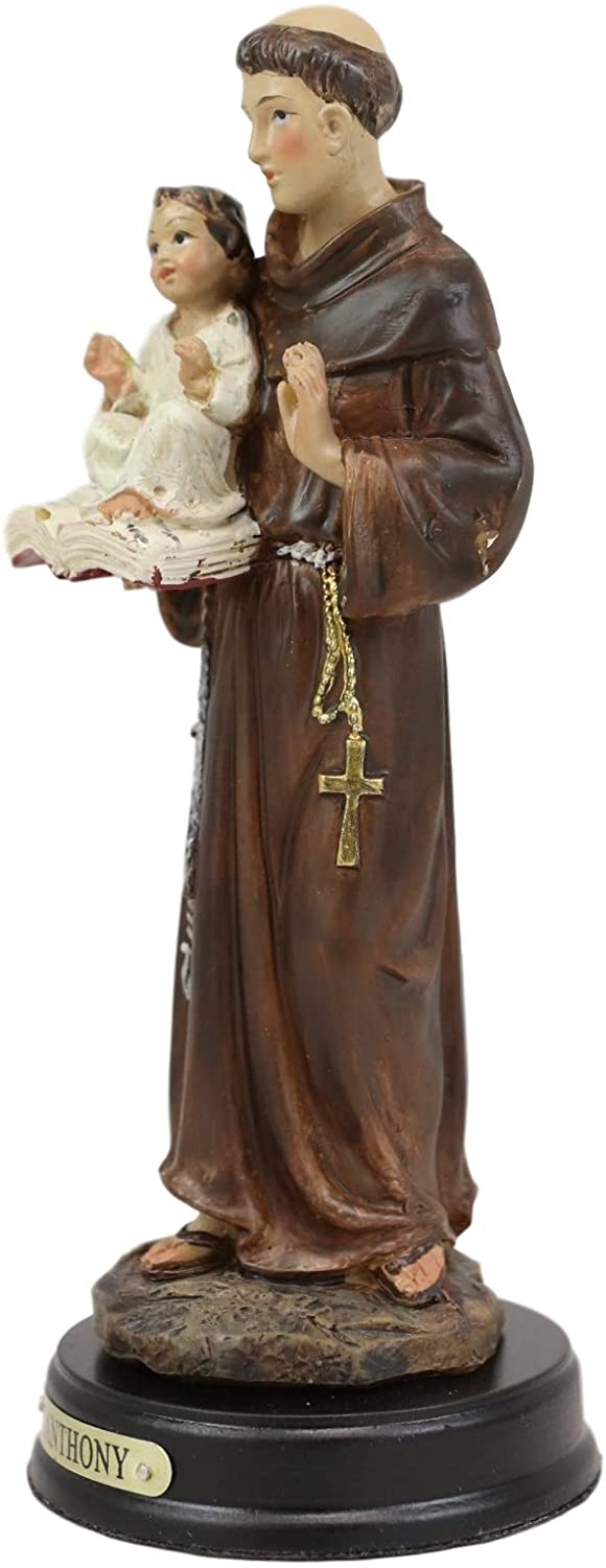 Ebros Saint Anthony Of Padua Carrying Baby Jesus And The Bible Statue 5.25" Tall