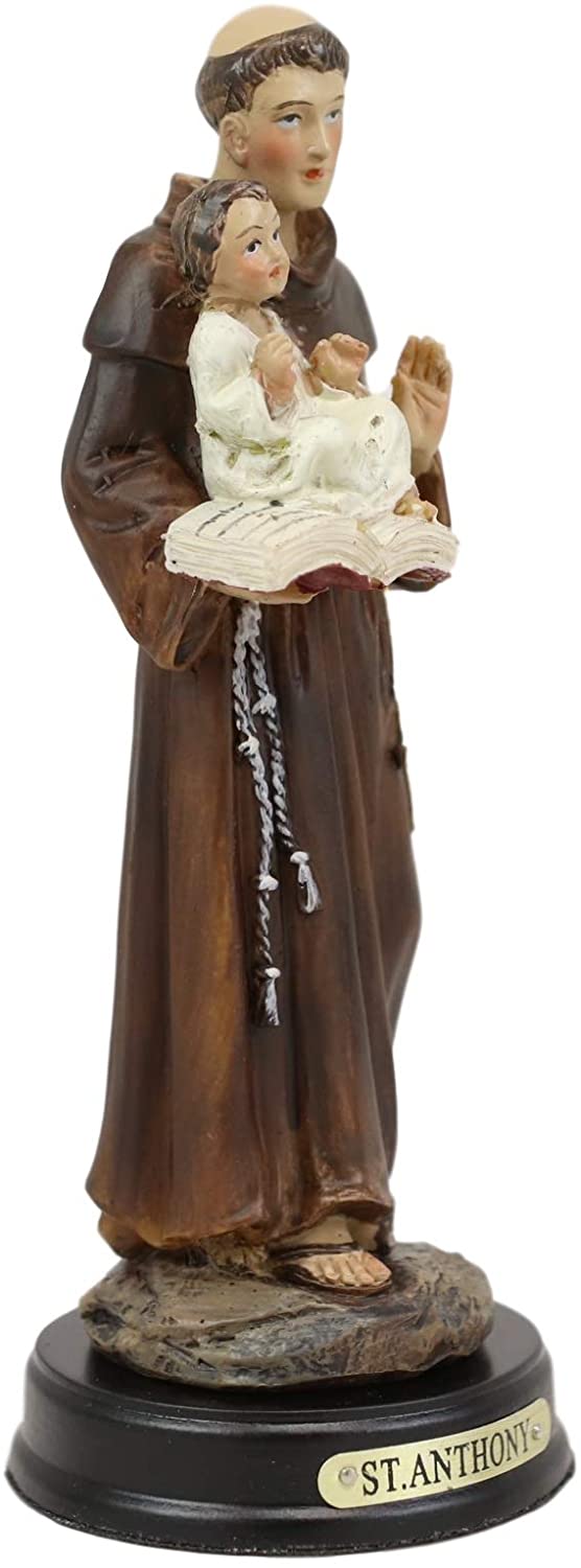 Ebros Saint Anthony Of Padua Carrying Baby Jesus And The Bible Statue 5.25" Tall