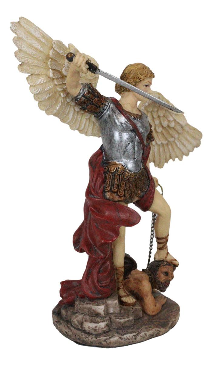 Ebros Saint Michael Defeating Satan Figurine Archangel Michael Small 6.25" H