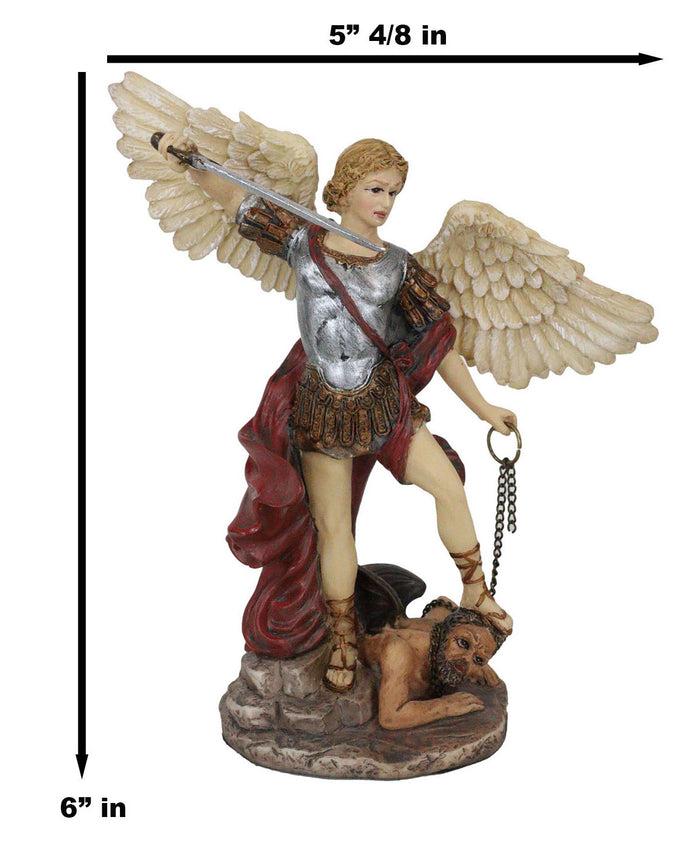 Ebros Saint Michael Defeating Satan Figurine Archangel Michael Small 6.25" H