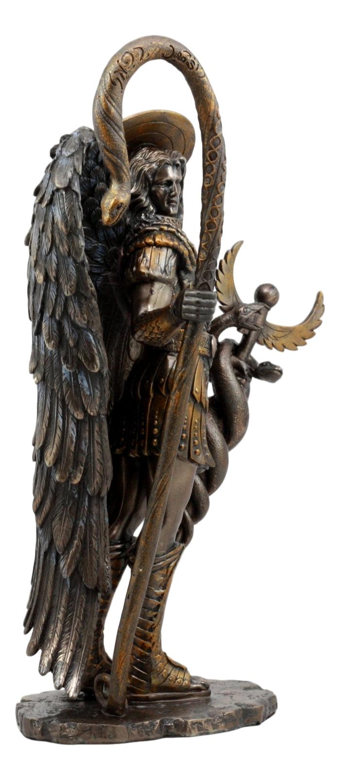 Ebros Saint Raphael The Archangel Holding Healing Staff Statue 13"H Catholic Saint Decorative Figurine