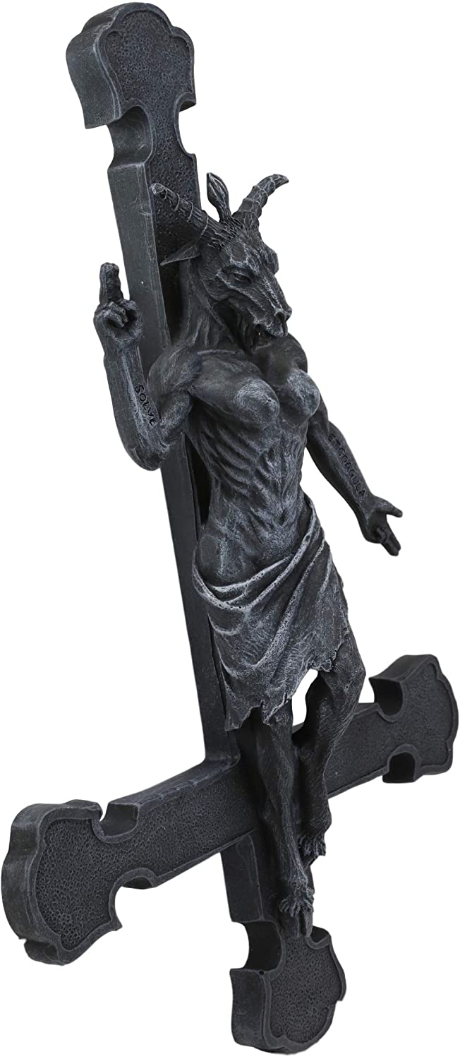 Ebros Samael Lilith Baphomet On Inverted Cross Hanging Wall Decor Plaque 12.25"H
