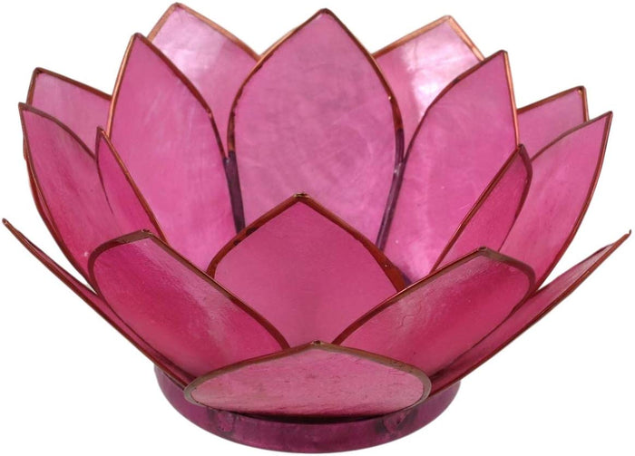 Ebros Seashells Lotus Flower Votive Tea Light Candle Holder 4.25"D (Coral Pink)