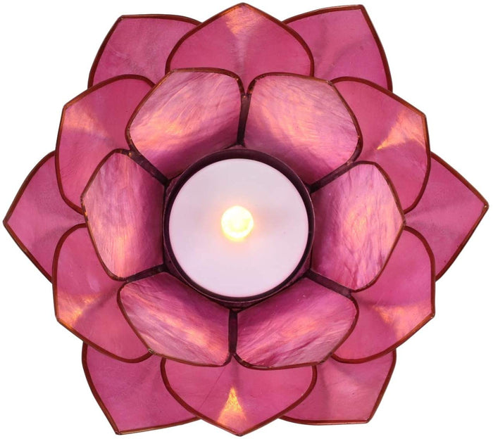 Ebros Seashells Lotus Flower Votive Tea Light Candle Holder 4.25"D (Coral Pink)