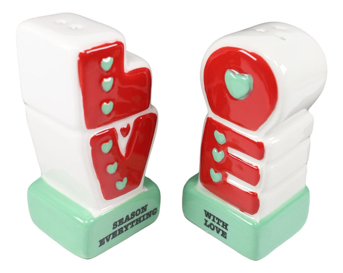 Ebros Season Everything With LOVE Word Cutout Art Magnetic Salt And Pepper Shakers Set