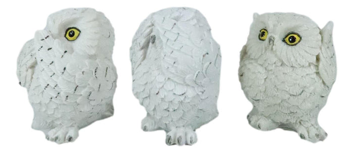 Ebros See Hear Speak No Evil Fat Baby White Owls Figurines Set Of 3 Mini Decor