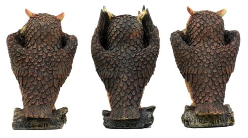 Ebros See Hear Speak No Evil Forest Owls Figurine Set Wisdom Of The Woods Decor