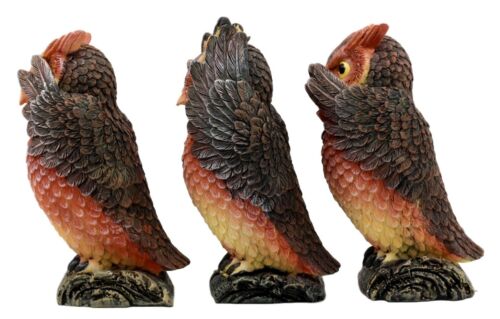 Ebros See Hear Speak No Evil Forest Owls Figurine Set Wisdom Of The Woods Decor