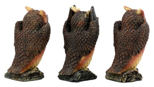 Ebros See Hear Speak No Evil Forest Owls Figurine Set Wisdom Of The Woods Decor