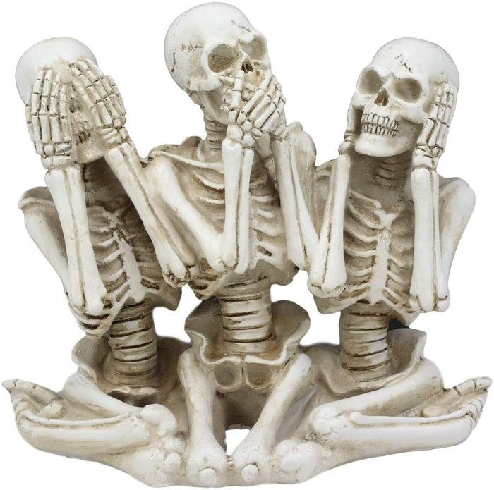Ebros See Hear Speak No Evil Gossiping Sisters Female Lady Skeletons Statue 6"H