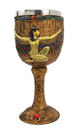 Ebros Set Of 10 Egyptian Gods Wine Goblets 6oz Anubis Horus Sekhmet Osiris Etc