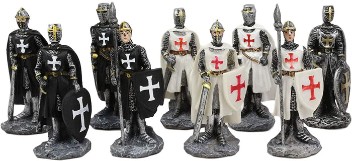 Ebros Set Of 12 Medieval Knights Crusaders Figurines Suit Of Armor Miniature