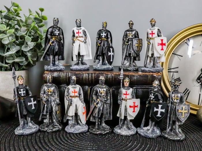 Ebros Set Of 12 Medieval Knights Crusaders Figurines Suit Of Armor Miniature