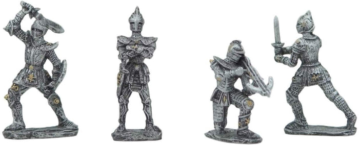 Ebros Set Of 12 Medieval Knights W/ Swords Crossbow Halberds & Shield Figurines