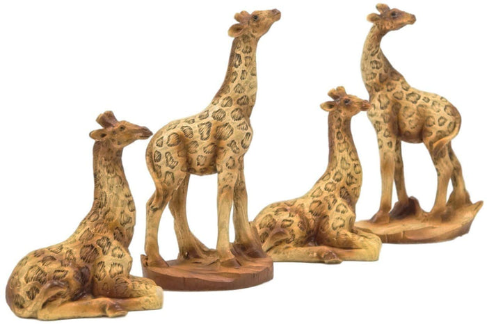 Ebros Set Of 12 Miniature 4 Poses Safari Giraffe Figurines 3.5" Height Decor