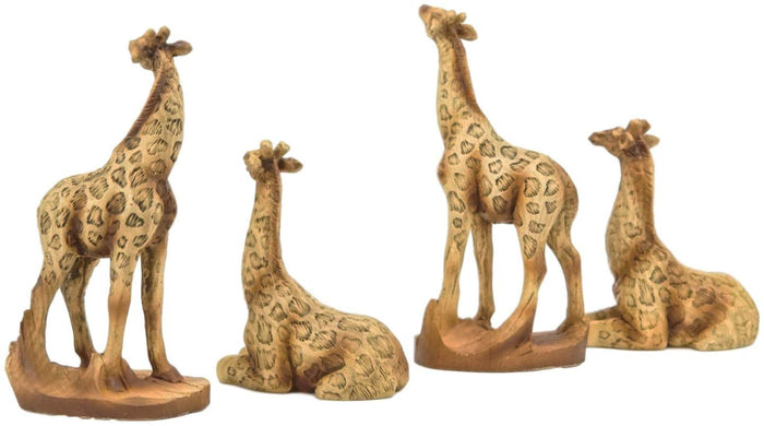 Ebros Set Of 12 Miniature 4 Poses Safari Giraffe Figurines 3.5" Height Decor