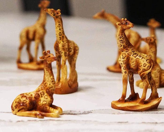 Ebros Set Of 12 Miniature 4 Poses Safari Giraffe Figurines 3.5" Height Decor