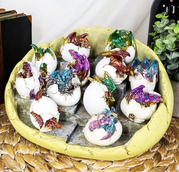 Ebros Set Of 12 Wyrmling Dragons In Eggs Figurine Miniatures With Dragon Egg Display Set Colorful Fantasy Egg Hatchling Figurines Set Of 12 Dungeons And Medieval Alchemy Fantasy Dragon Collectibles