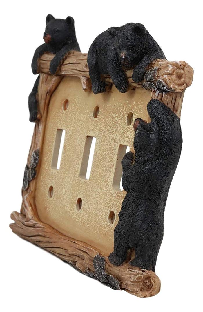 Ebros Set Of 2 Black Bear & Twigs Wall Light Cover Plate Triple Toggle Switches