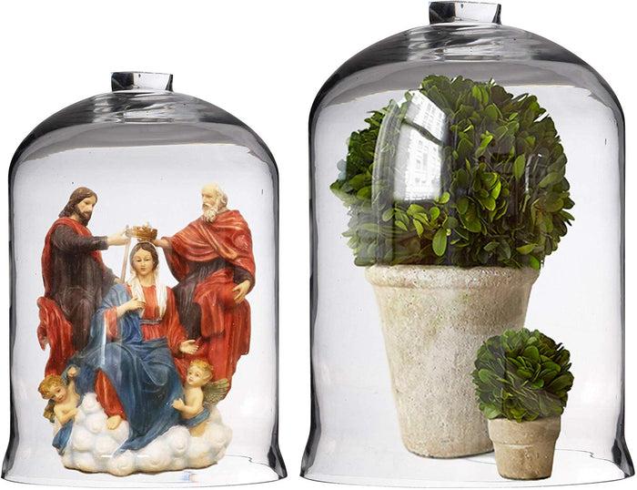 Ebros Set Of 2 Large Decorative Sleek Clear Glass Apothecary Cloche Bell Jars