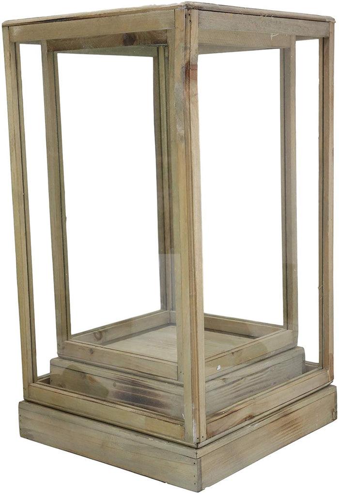 Ebros Set Of 2 Large Rustic Clear Glass Display Boxes With Natural Wood Frames