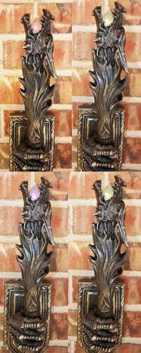 Ebros Set Of 2 Left & Right Medieval Dragon Head Scepter Color Changing LEDLight