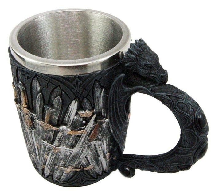 Ebros Set Of 2 Medieval Valyrian Steel Swords Wine Goblet And Dragon Iron Throne Mug