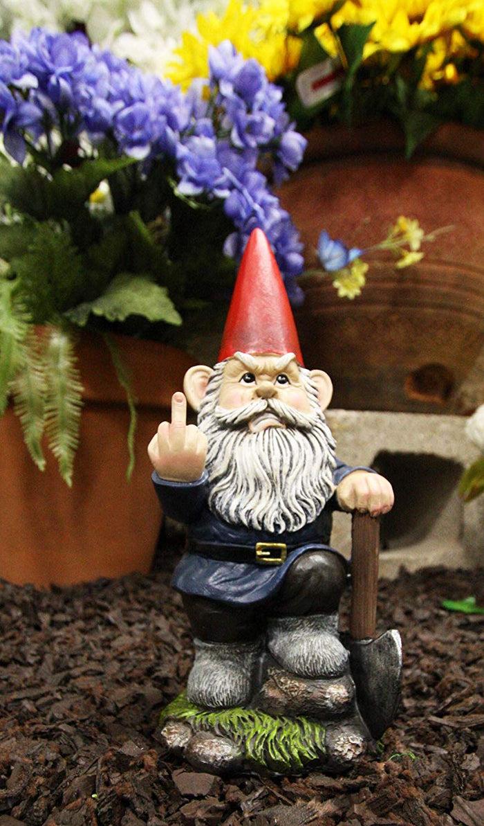 Ebros Set Of 2 Rude Gnomes Go Away Unwelcome Gnomes Flipping Double Birds Statue