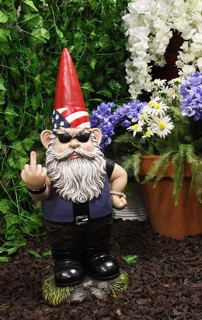 Ebros Set Of 2 Rude Gnomes Go Away Unwelcome Gnomes Flipping Double Birds Statue