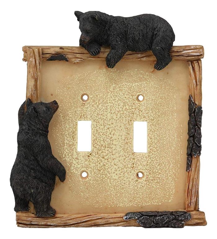 Ebros Set Of 2 Rustic Forest Black Bear By Twigs Double Toggle Switch Covers