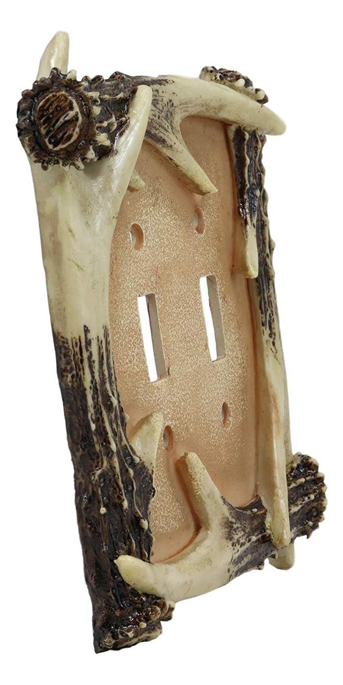 Ebros Set Of 2 Rustic Forest Deer Antlers Double Outlets Receptacle Plate Covers