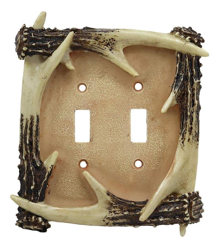 Ebros Set Of 2 Rustic Forest Deer Antlers Double Outlets Receptacle Plate Covers