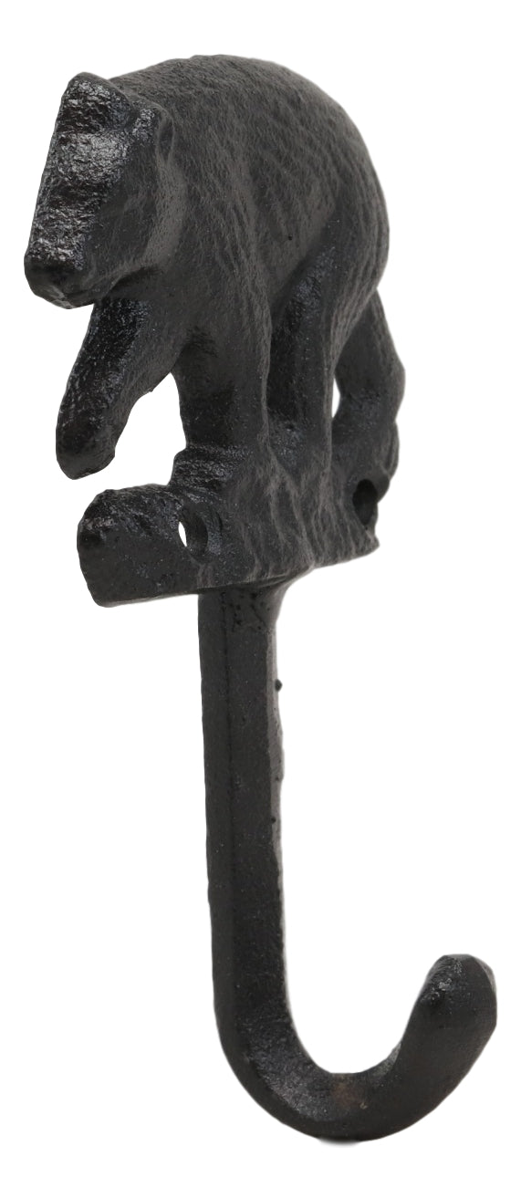 Ebros Set Of 2 Rustic Western Black Bear Roaming The Forest Cast Iron Wall Coat Hooks