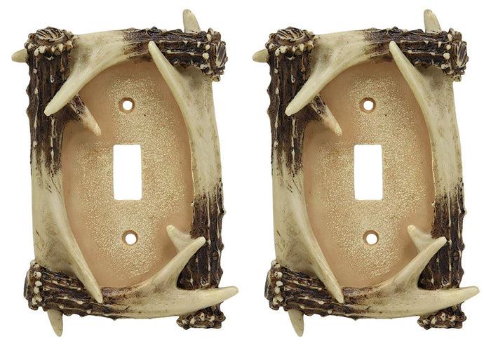 Ebros Set Of 2 Woodland Rustic Deer Antlers Wall Single Toggle Switch Cover