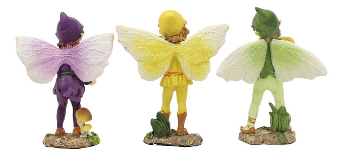 Ebros Set Of 3 Fairy Garden Boy Fairies In Morning Violin Serenade Figurines 4"H