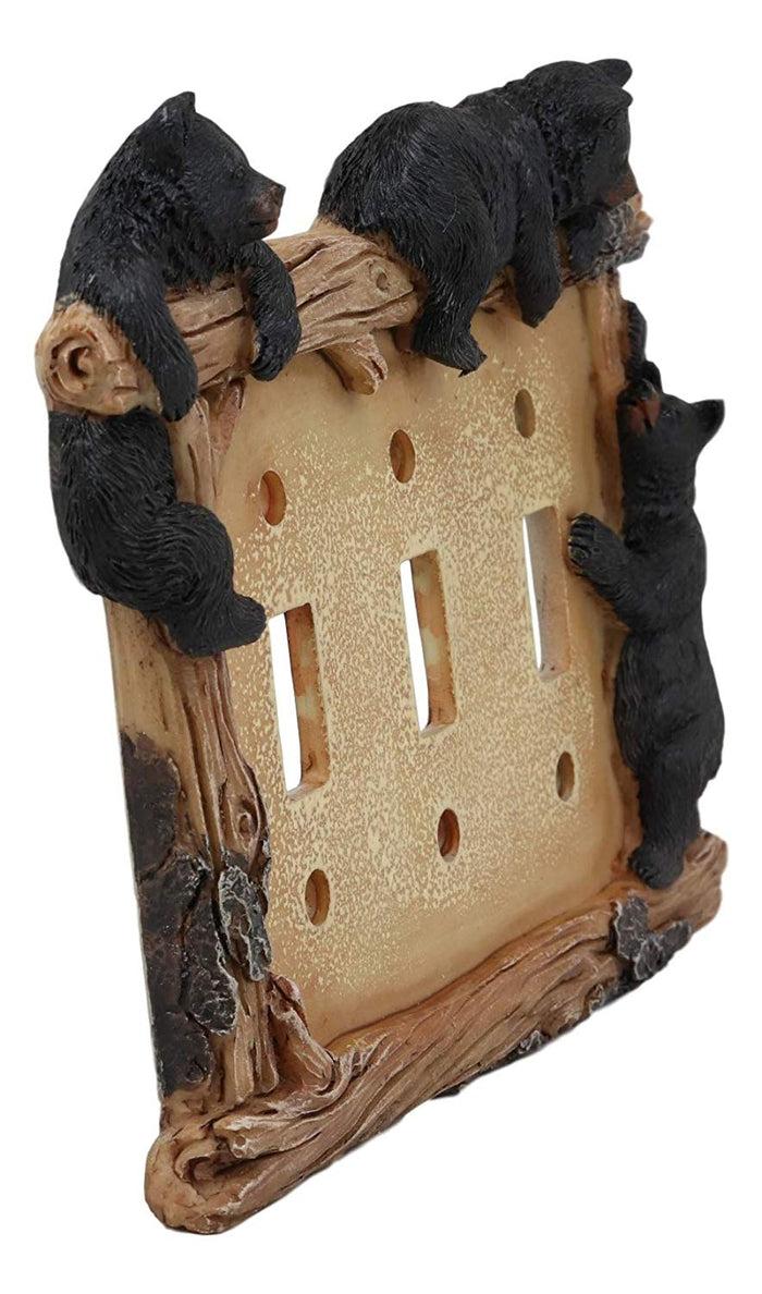 Ebros Set Of 4 Black Bear & Twigs Wall Light Cover Plate Triple Toggle Switches