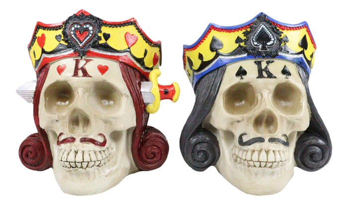 Ebros Set Of 4 Casino Royale King Skulls In 4 Suits Spade Heart Club Diamond Figurine