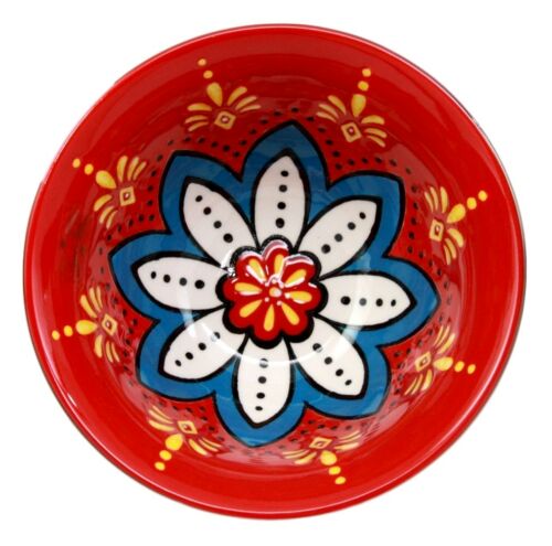 Ebros Set Of 4 Luxury Gold Plated Personal Sized Dining Bowls 6"Diameter Made Of Ceramic Bowl Ideal For Ramen Noodles Soup Rice & Dinner Party Hosting (Red Lotus Blossom)